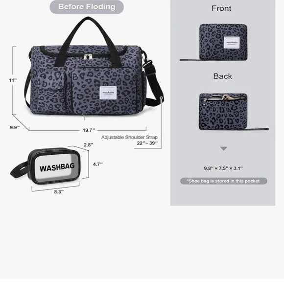 Gray Leopard Print Travel Bag - Picture 2 of 3